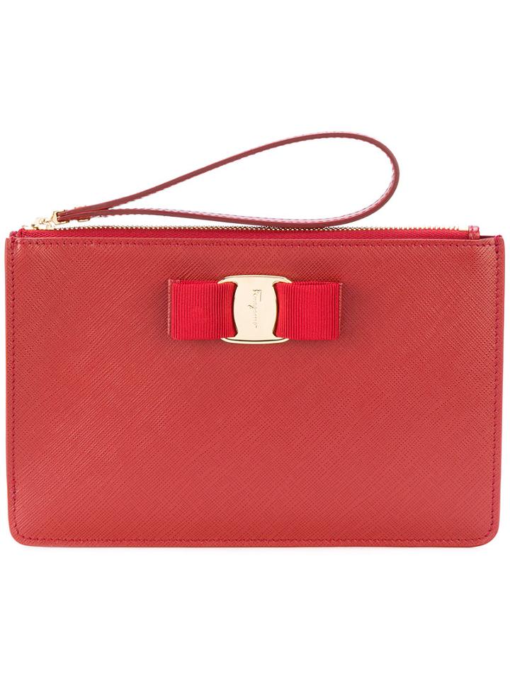 Salvatore Ferragamo - Vara Clutch Bag - Women - Leather - One Size, Red, Leather