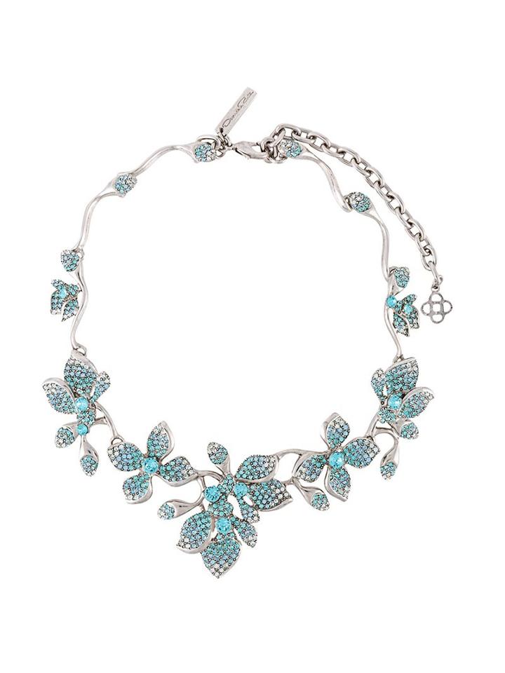 Oscar De La Renta Flower Necklace, Women's, Blue