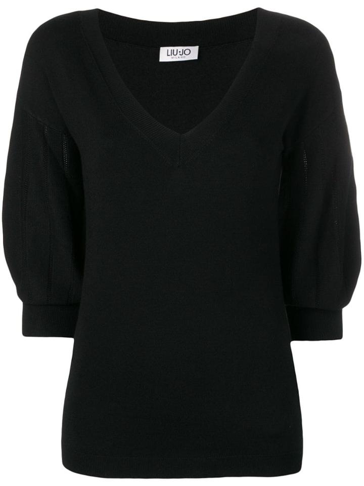 Liu Jo V-neck Fitted Sweater - Black