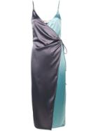 Ssheena Two-tone Satin Wrap Dress - Grey
