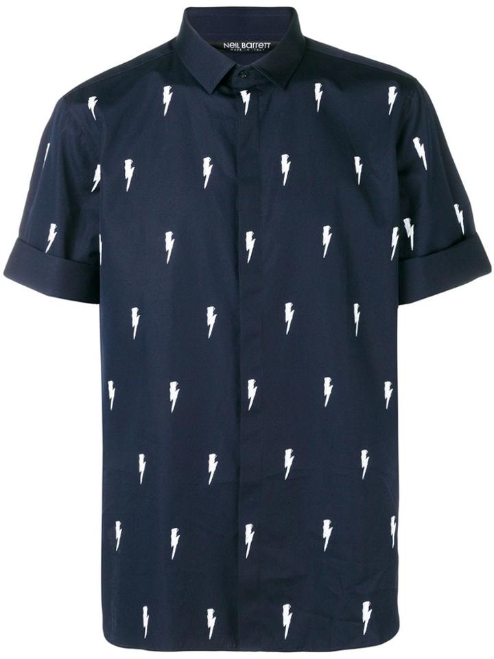 Neil Barrett Thunder Print Shirt - Blue