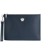 Versace Palazzo Medusa Wristlet Clutch Bag, Adult Unisex, Blue, Leather