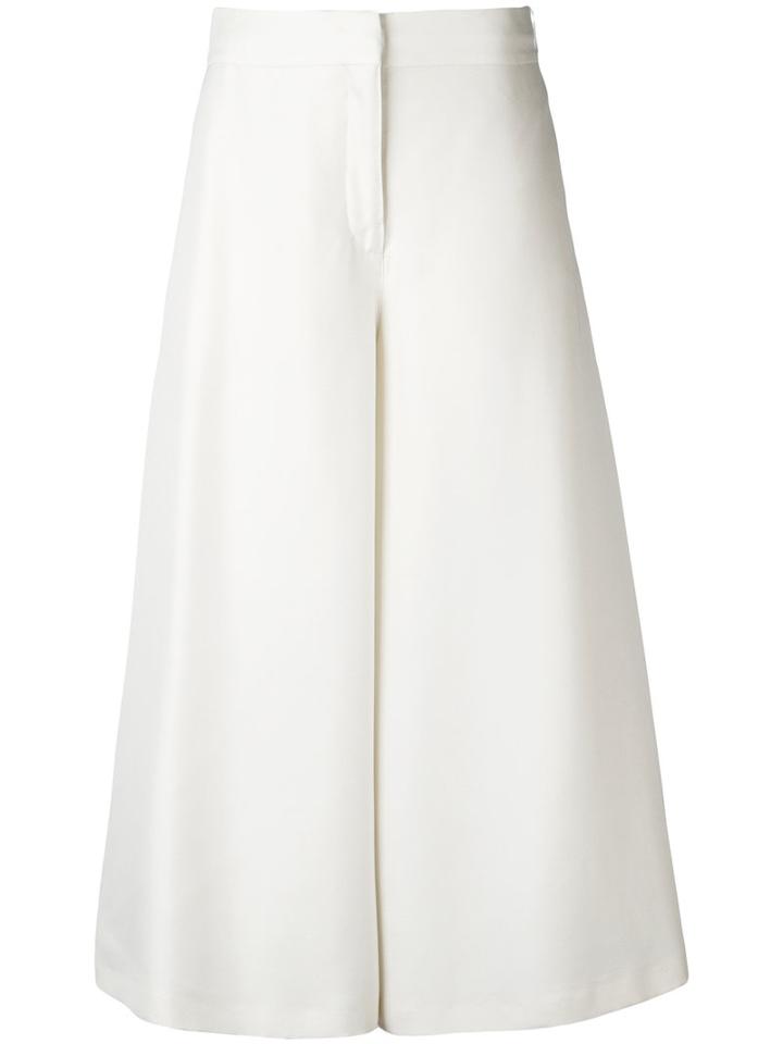 Valentino - Wide-leg Cropped Trousers - Women - Silk/spandex/elastane/lyocell - 42, Nude/neutrals, Silk/spandex/elastane/lyocell