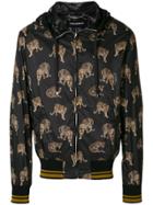 Dolce & Gabbana Leopard Print Hooded Jacket - Black