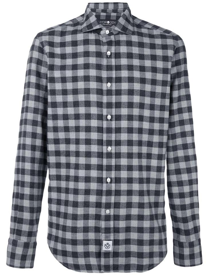 Hydrogen Checked Shirt, Men's, Size: Medium, Grey, Cotton