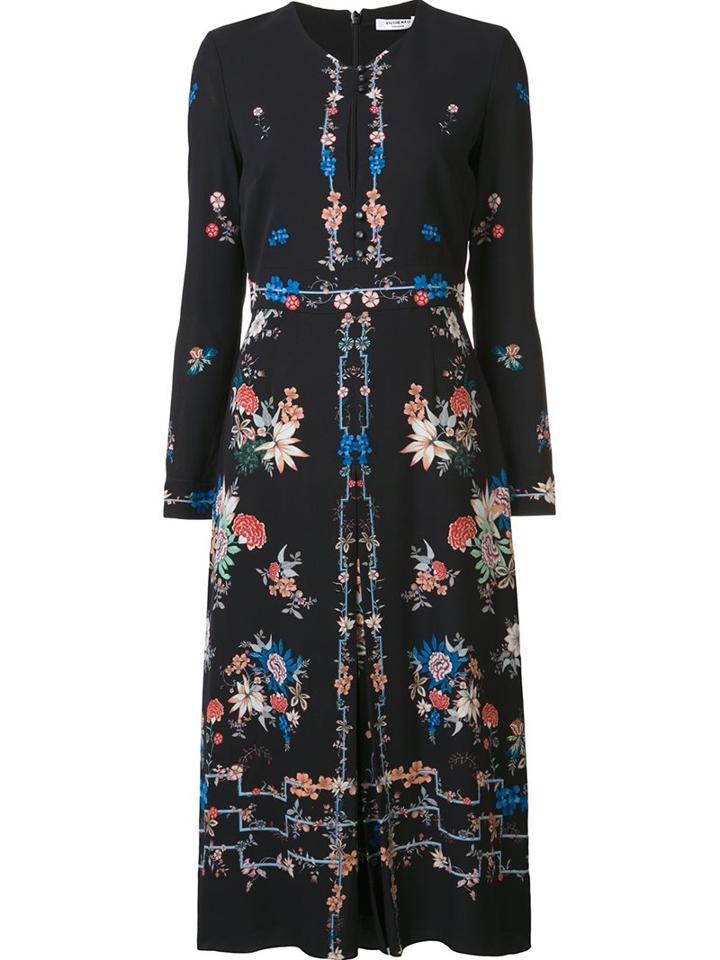 Vilshenko Floral Print Dress, Women's, Size: 4, Black, Silk