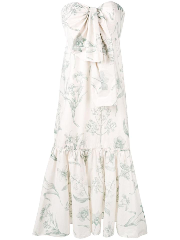 Johanna Ortiz Blossoming Tree Print Strapless Dress - Neutrals