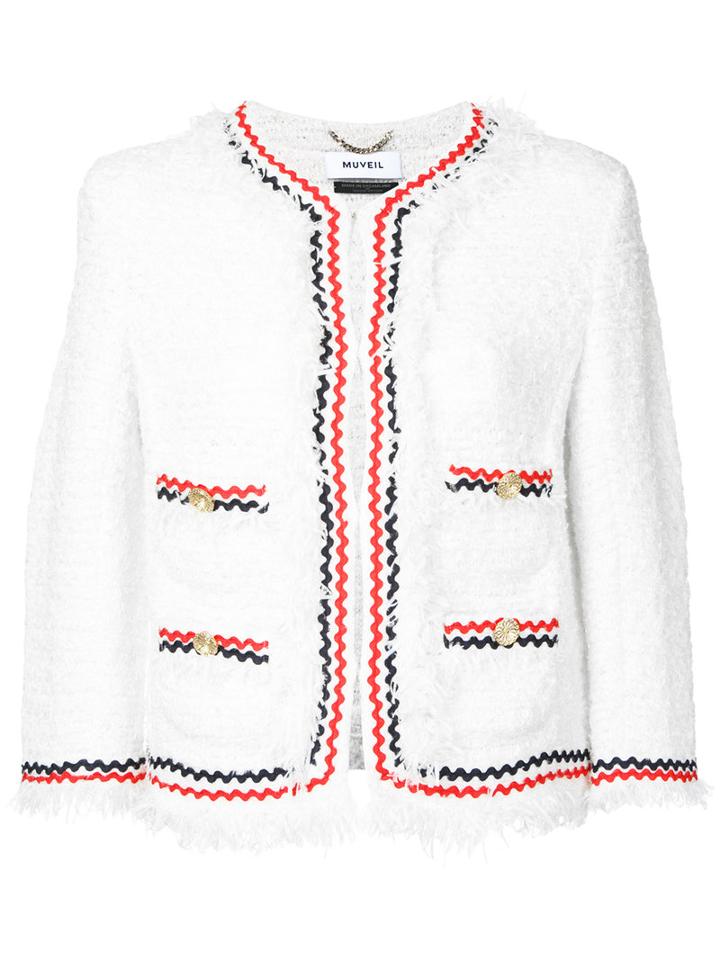 Muveil - Embroidered Blazer - Women - Cotton/nylon - 38, White, Cotton/nylon