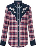 Dsquared2 Plaid Floral Embroidered Shirt - Blue