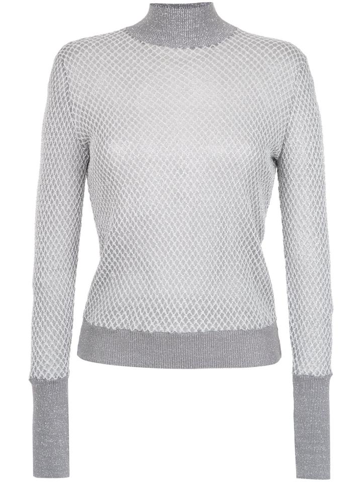 Nk High Neck Knit Blouse - Grey