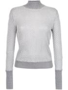 Nk High Neck Knit Blouse - Grey