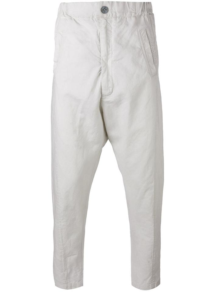 10sei0otto Cropped Tapered Trousers, Men's, Size: Small, Nude/neutrals, Cotton/linen/flax
