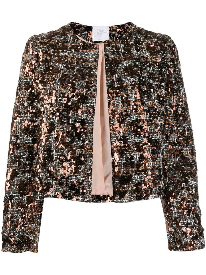 So Allure Sequined Cropped Jacket - Black