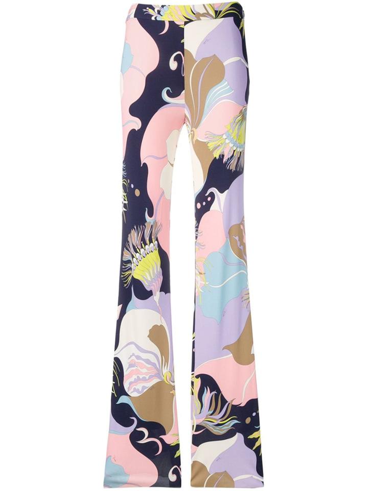 Emilio Pucci Mirabilis Print Flared Trousers - Blue