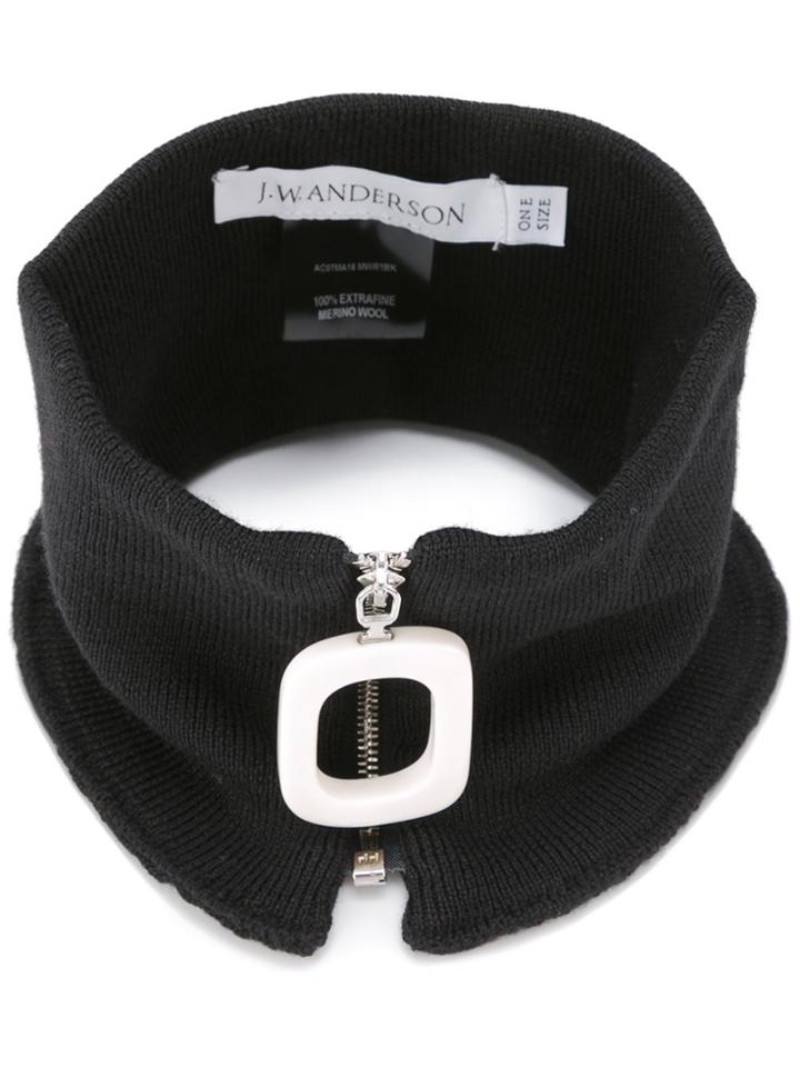 Jw Anderson Zipped Round Scarf - Black