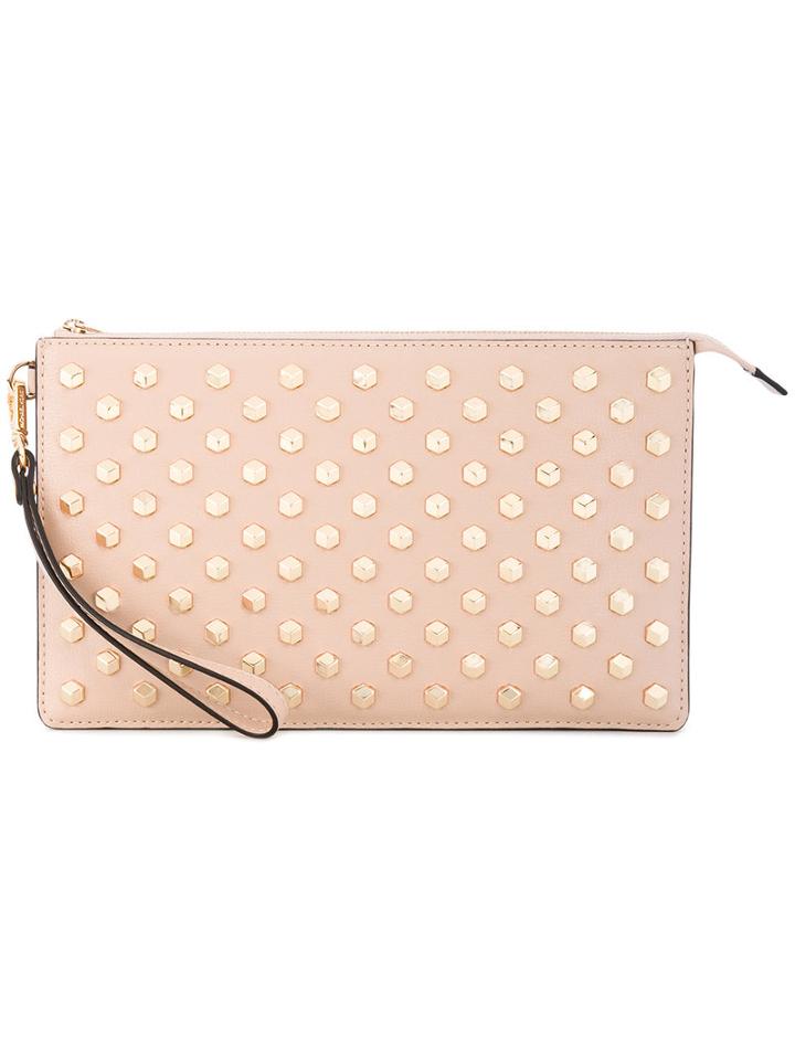 Michael Michael Kors - Studded Clutch - Women - Leather/metal/cupro - One Size, Nude/neutrals, Leather/metal/cupro