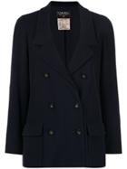 Chanel Pre-owned Long Sleeve Coat Jacket - Blue