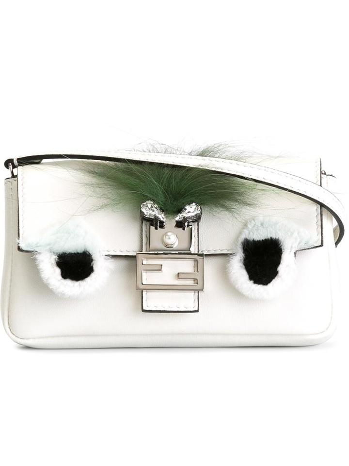 Fendi - Micro 'baguette' Crossbody Bag - Women - Fox Fur/lamb Skin/rabbit Fur - One Size, White, Fox Fur/lamb Skin/rabbit Fur