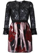 Christian Pellizzari Floral Lace Mini Dress, Women's, Size: 40, Black, Silk/polyamide/acetate/polyimide