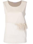 Fabiana Filippi Feather Detail Tank Top - Nude & Neutrals