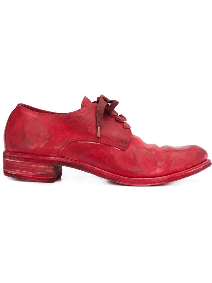 A Diciannoveventitre Distressed Lace-up Shoes, Men's, Size: 40, Red, Leather