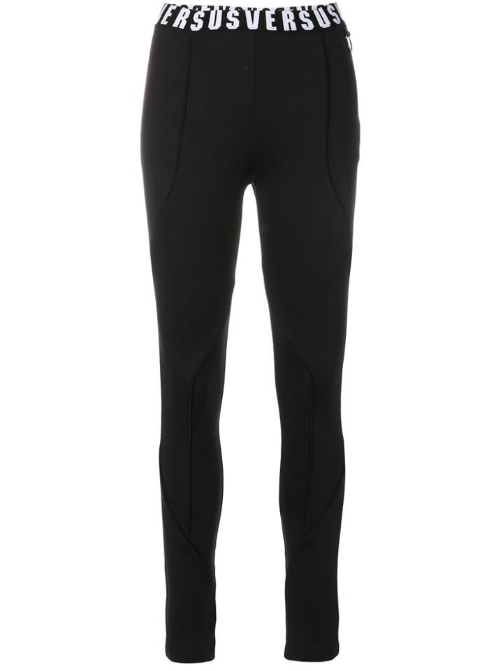 Versus Branded Waistband Leggings - Black