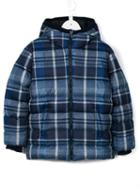 Dolce & Gabbana Kids Plaid Padded Jacket, Boy's, Size: 10 Yrs, Blue