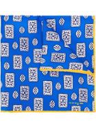Kiton Geometric Print Pocket Square, Men's, Blue, Silk