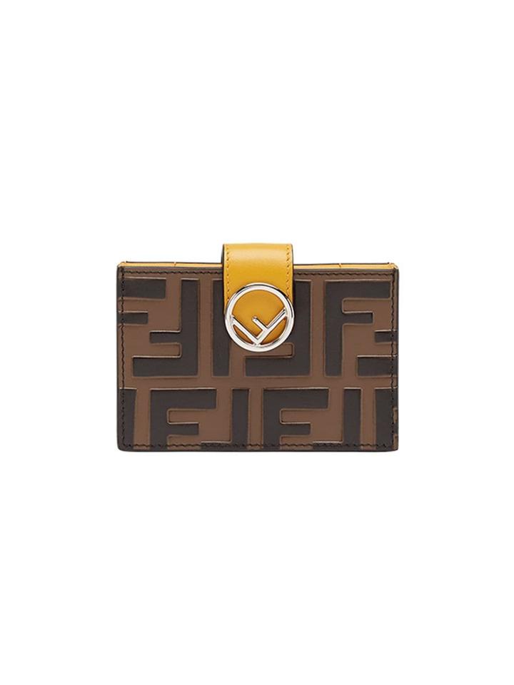 Fendi F Card Holder - Brown