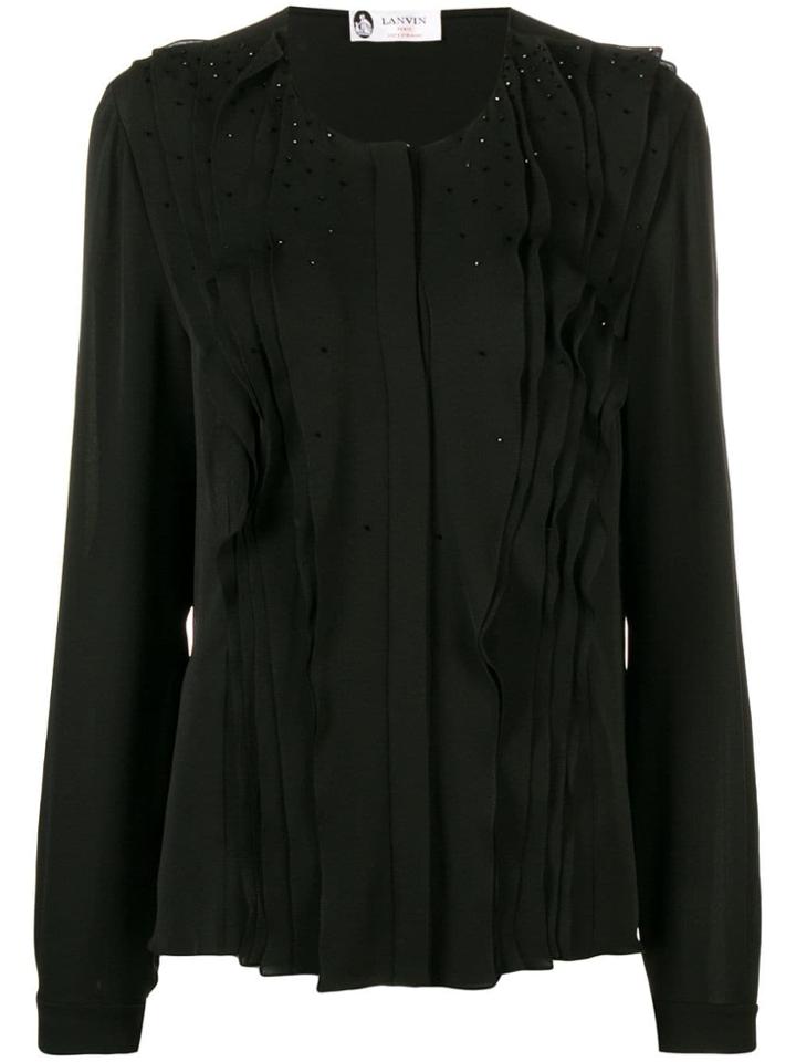 Lanvin Embellished Ruffle Blouse - Black