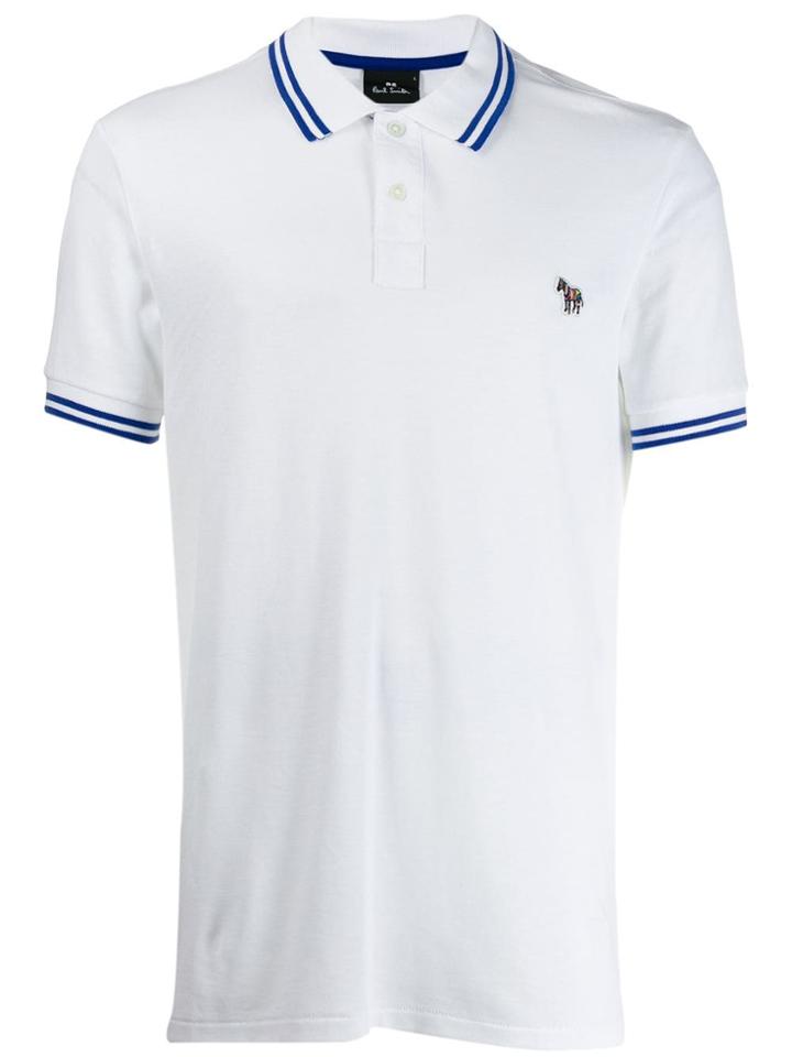 Ps Paul Smith Striped Polo Top - White