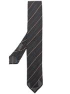 Lardini Stripe Embroidered Tie - Brown