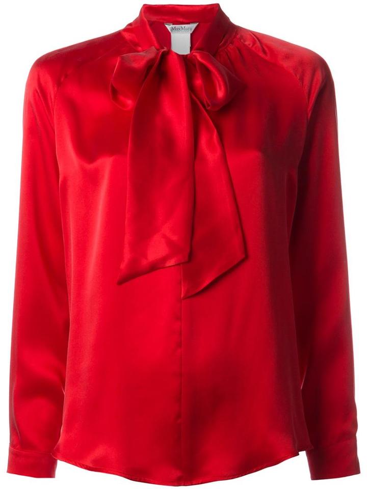 Max Mara Soraia Pussy Bow Blouse, Women's, Size: 42, Red, Silk
