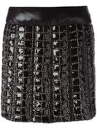 Chanel Vintage Sequined Check Skirt - Black