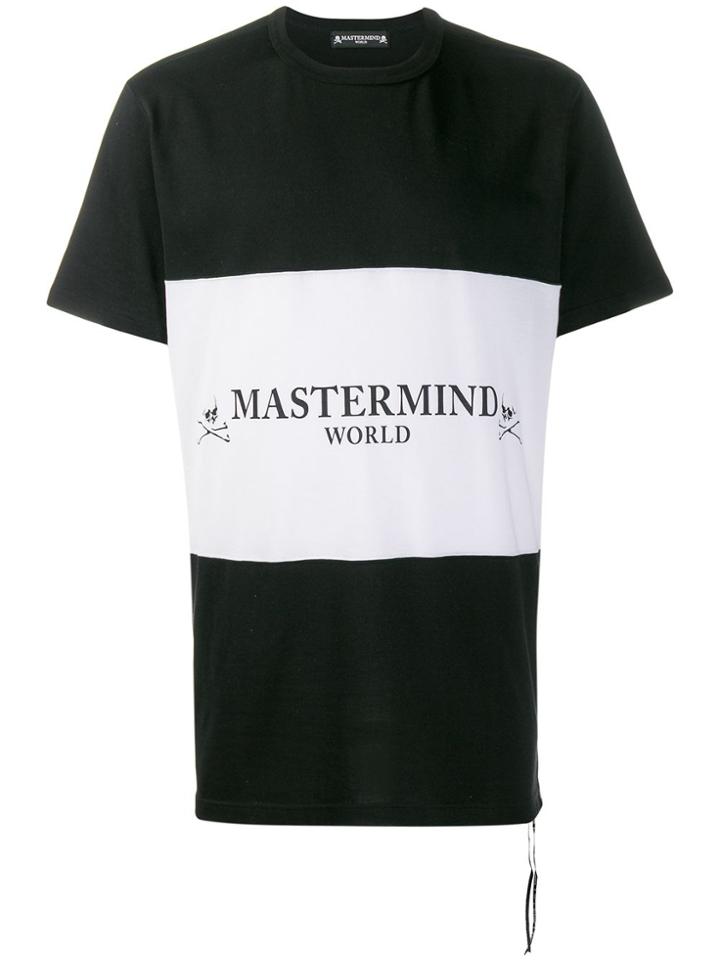 Mastermind World Logo Print Colour-block T-shirt - Black