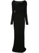 Badgley Mischka Asymmetric Draped Gown - Black