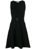 Michael Michael Kors Belted Fit-and-flare Mini Dress - Black