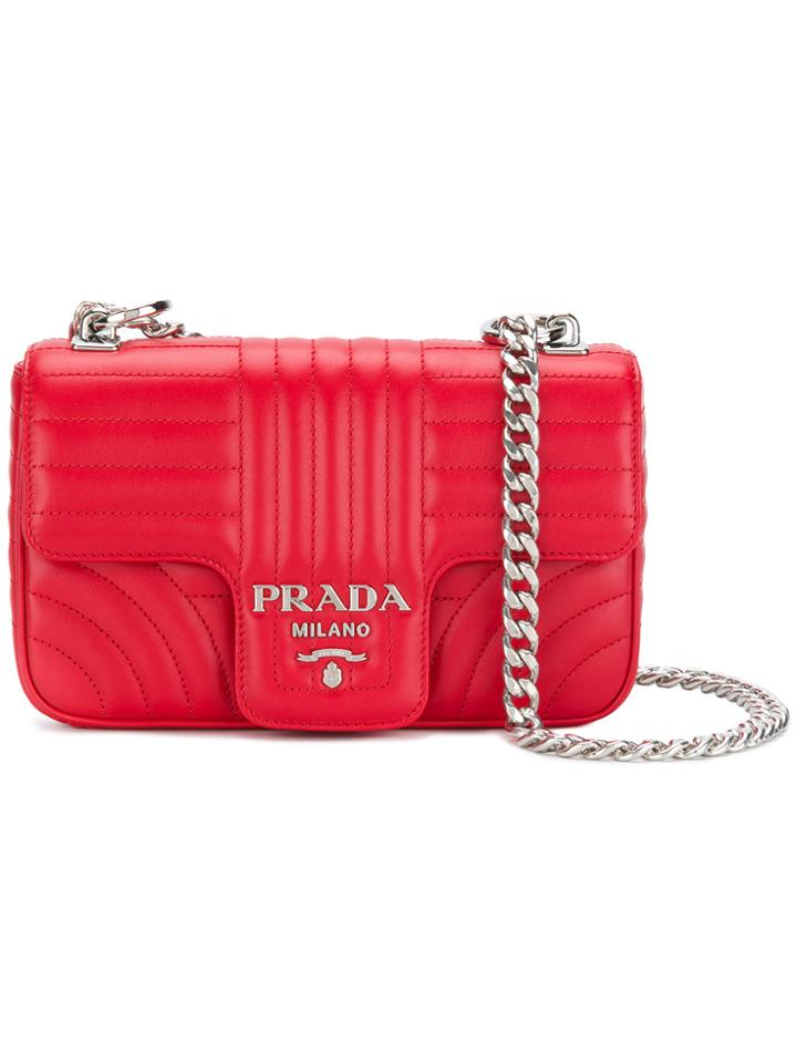Prada Small Quilted Shoulder Bag - Red
