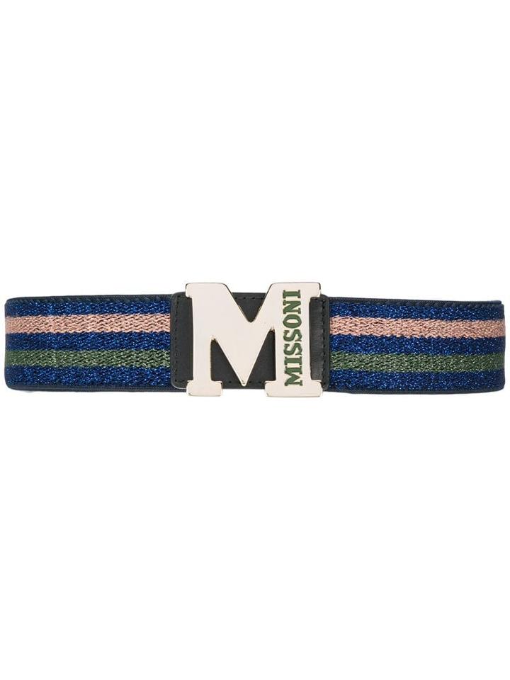 M Missoni Logo Buckle Waist Belt - Blue