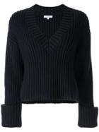 Venroy V-neck Ribbed Jumper - Blue