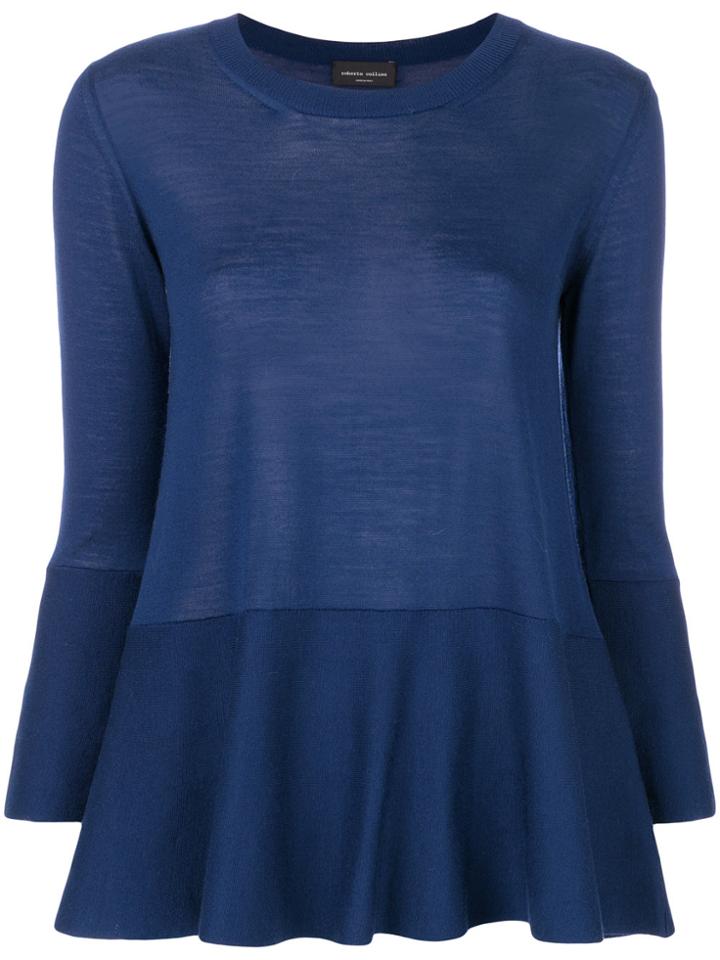 Roberto Collina Flared Cropped Sleeve Sweater - Blue