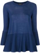 Roberto Collina Flared Cropped Sleeve Sweater - Blue