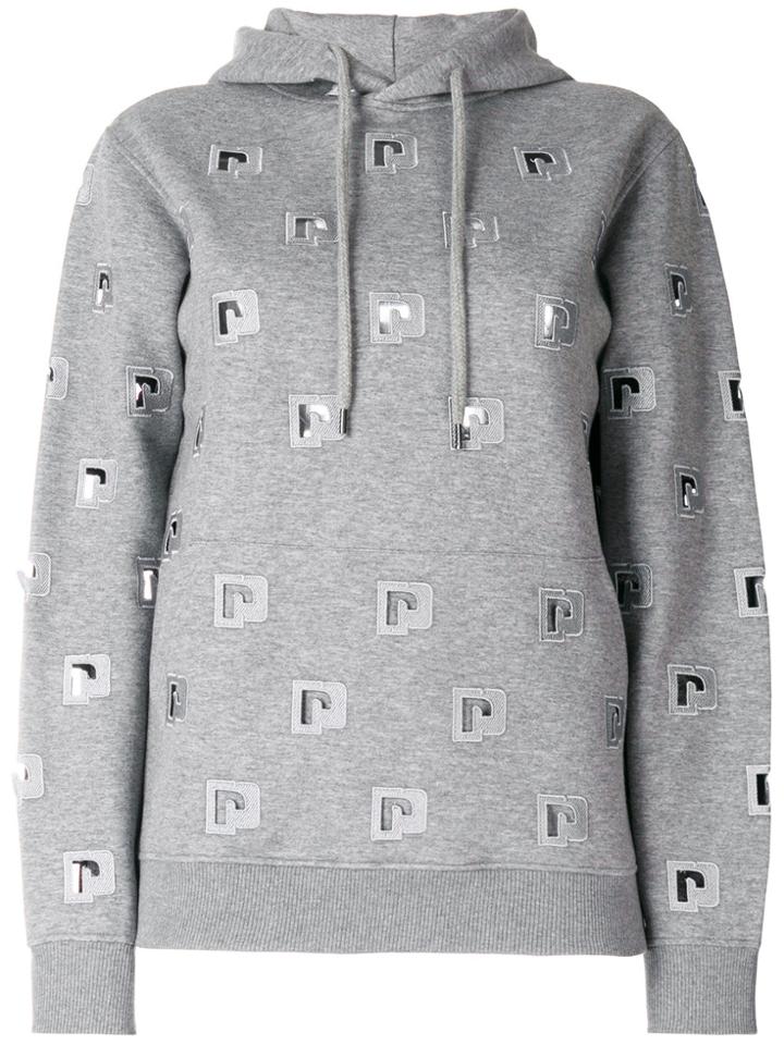 Paco Rabanne Embroidered Cut Out Hoodie - Grey