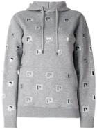 Paco Rabanne Embroidered Cut Out Hoodie - Grey