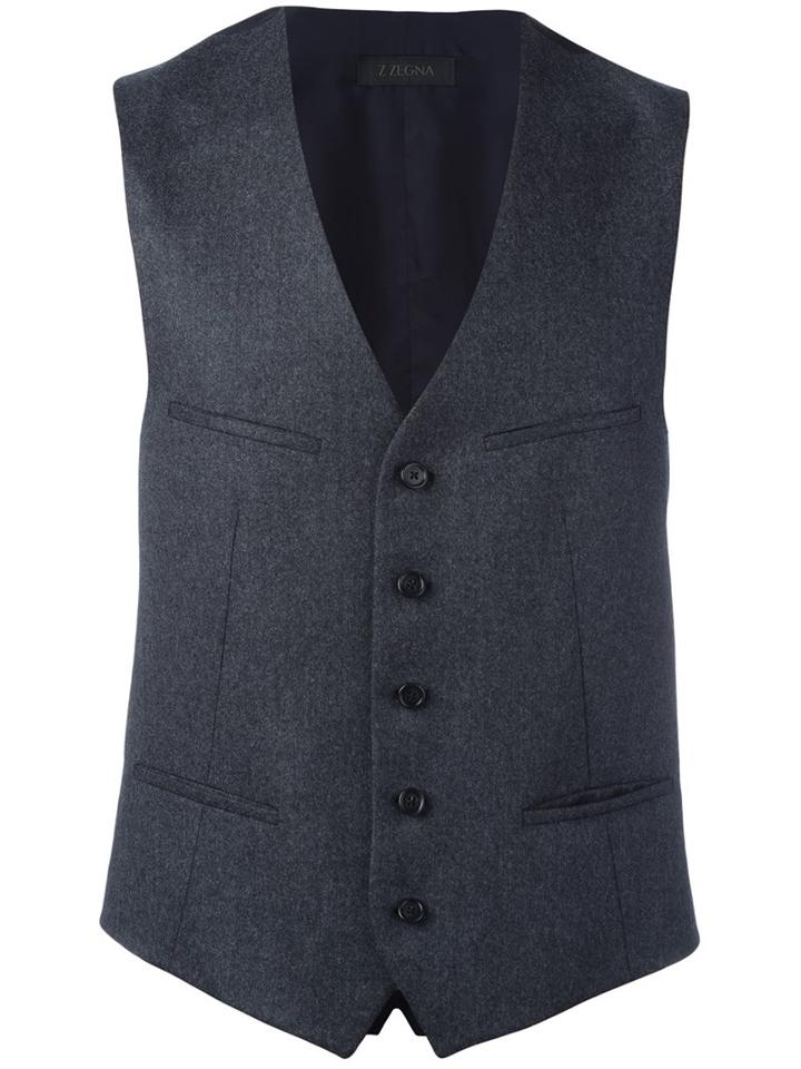 Z Zegna Classic Waistcoat, Men's, Size: 50, Grey, Cupro/wool
