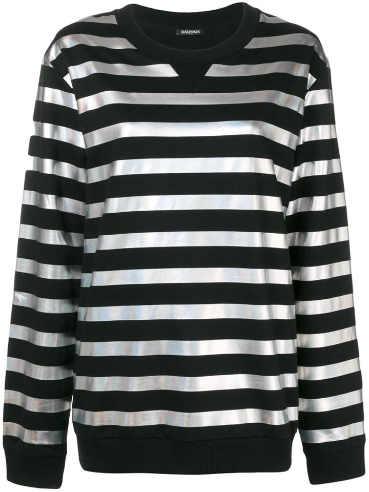 Balmain Metallic Striped Sweatshirt - Black