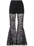 Givenchy - Lace Detail Flared Trousers - Women - Silk/cotton/viscose/polyimide - 34, Black, Silk/cotton/viscose/polyimide