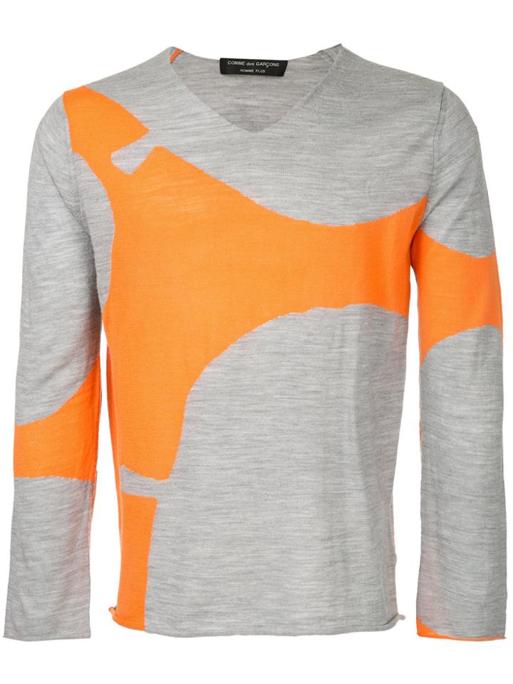 Comme Des Garçons Vintage Patterned V-neck Top - Grey