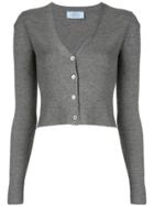 Prada Knitted Slim-fit Cardigan - Grey