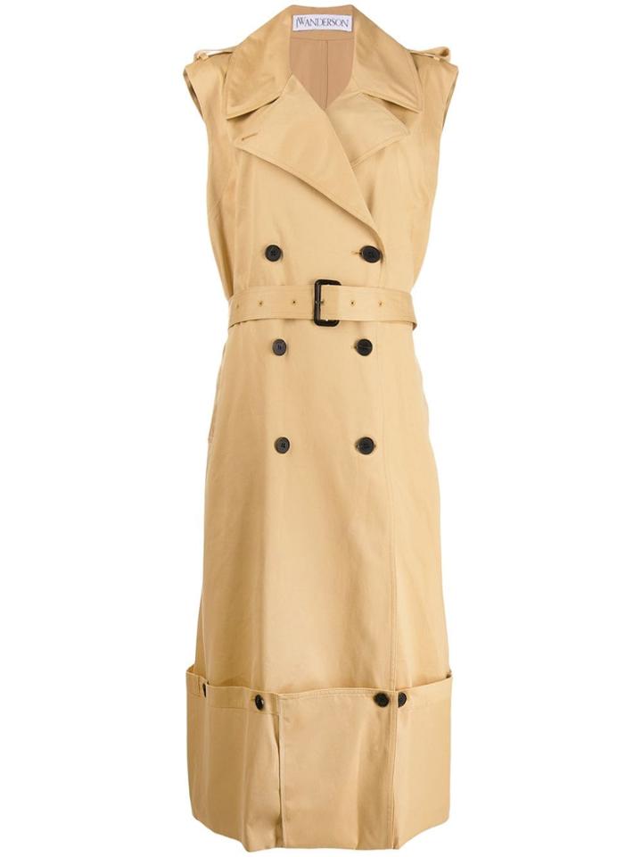 Jw Anderson Sleeveless Belted Trenchcoat - Neutrals